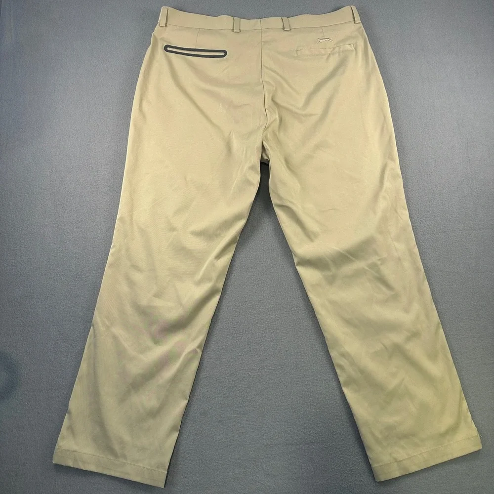 Slazenger Mens Golf Pants Khaki Tan Flat Front Stretch W38 L30 Performance